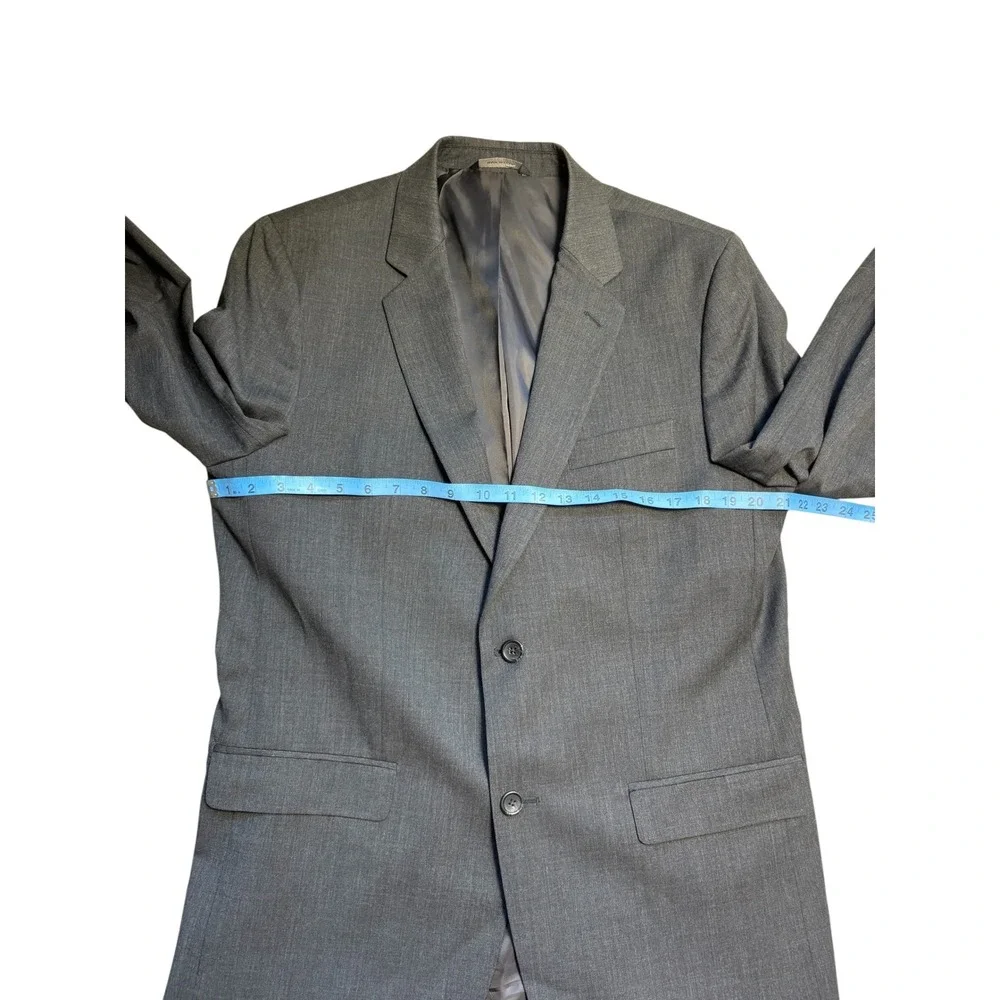 Banana Republic Mens Tailored Slim‎ Fit Suit Charcoal Gray 44L 37W Wool Blend